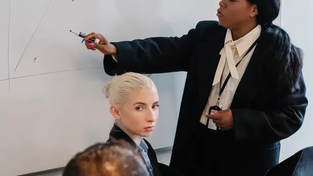 Sales team reviewing performance results during a meeting